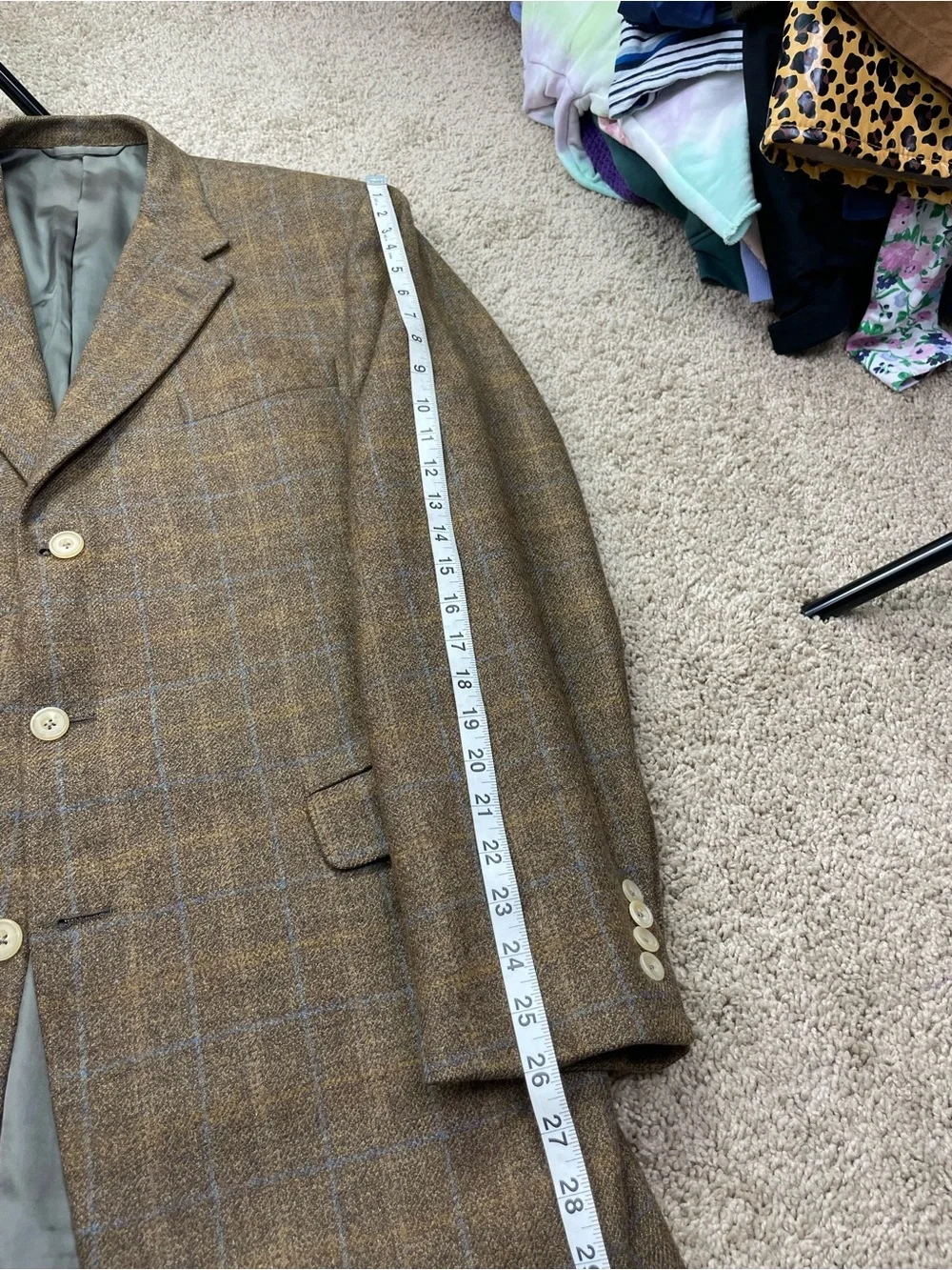 Hickey Freeman Brown Plaid Wool Sport Coat